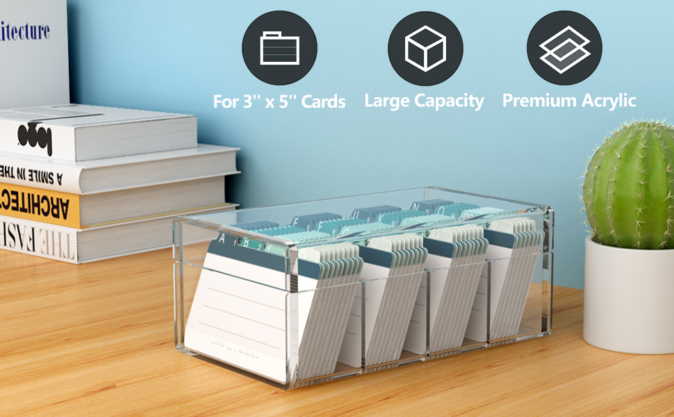 MaxGear Business Card Holder 3x5 inches Index Cards Organizer Box Desktop Card File