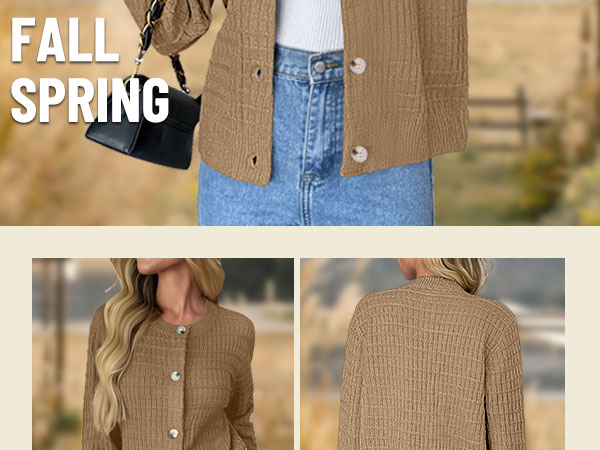 Zeagoo Women's 2025 Cardigan Sweaters Button Down Crew Neck
