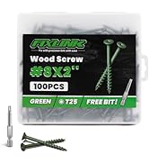 Wood Screws 2 Inch, FIXLINK Deck Screws #8 x 2, 100 PCS, Epoxy Coated, T25 Star Bit Above 1500 Ho...