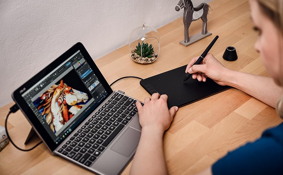 VEIKK Tablet de desenho VK640, tablet OSU de 6 x 4 polegadas com caneta sem bateria, tablet gráfico digital para Android, Windows, Mac, Chrome Linux, suporta função de inclinação, 6 teclas de atalho 14 VK640