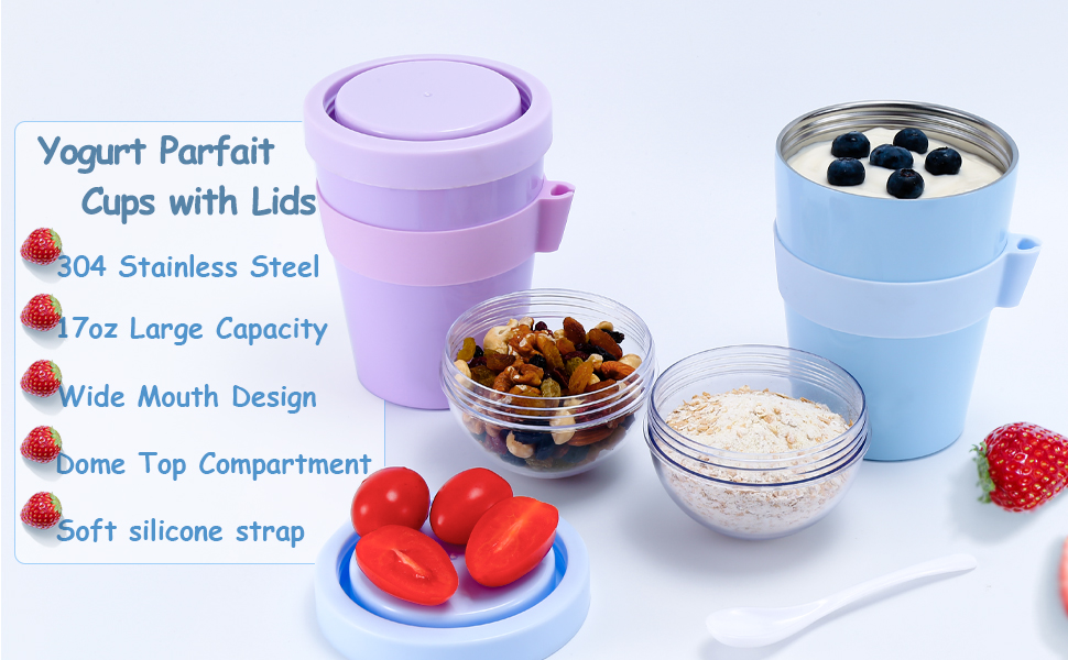 Wheelive Insulated Yogurt Container with Lid, Leak Proof