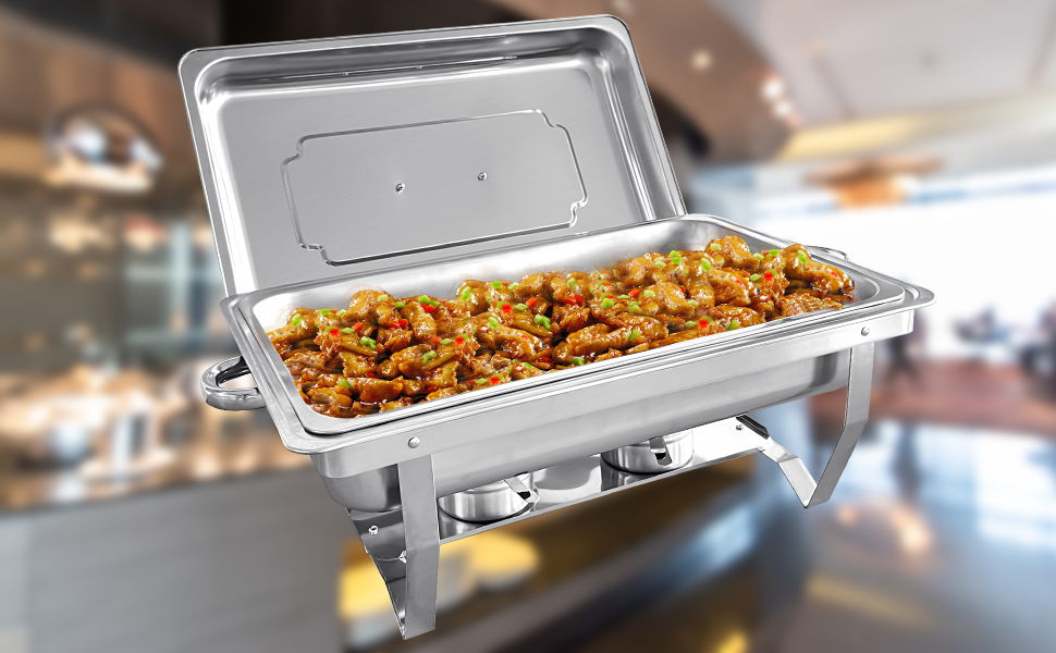 Jacgood Chafing Dish Buffet Set of 4, Rectangle Stainless