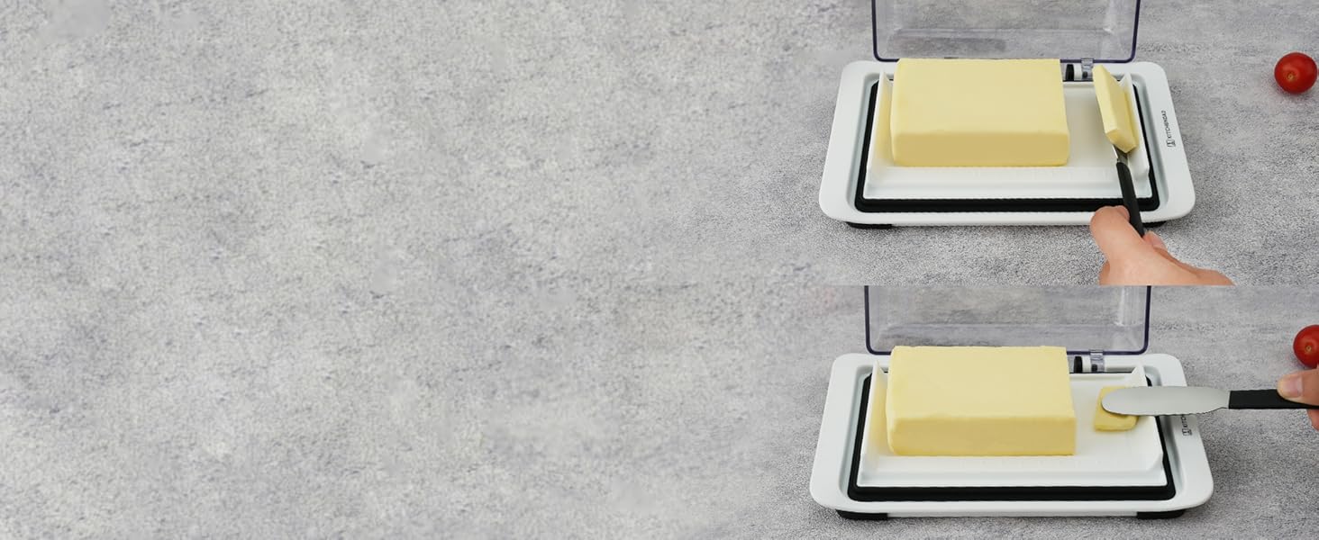 KITCHENDAO Airtight FlipTop Butter Dish with Lid and Knife Spreader