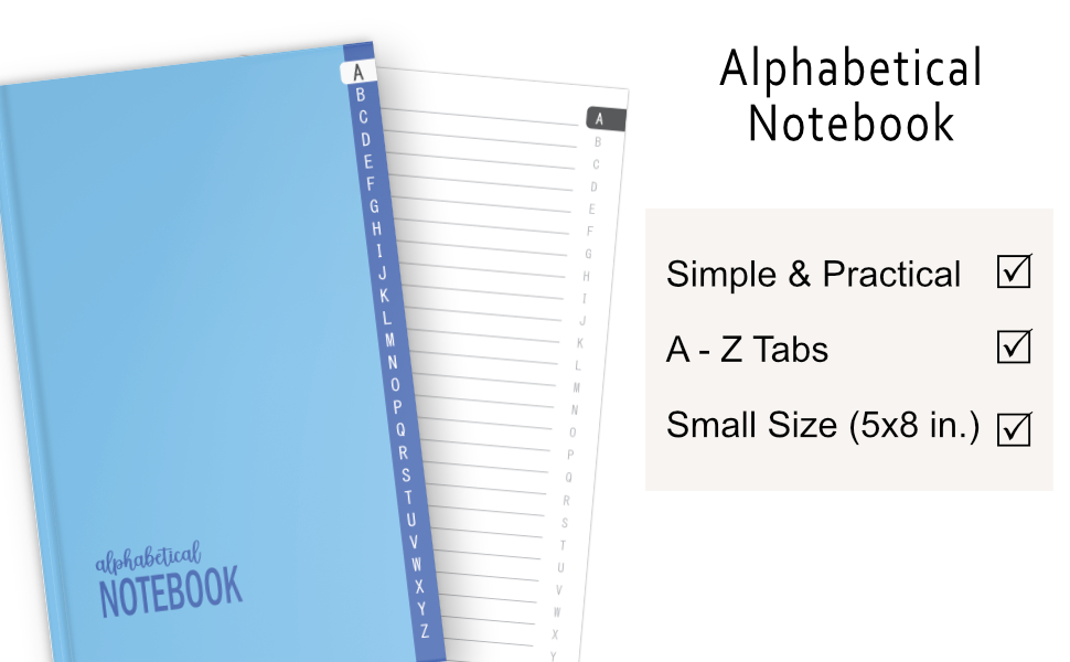 Alphabetical Notebook LinedJournal Organizer with A Z
