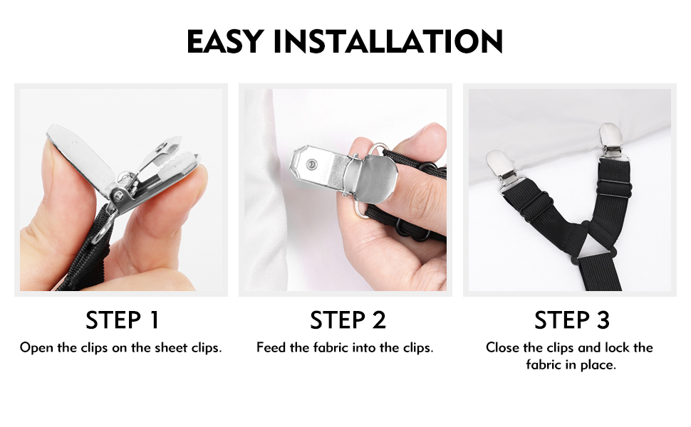 3 PCS Bed Sheet Straps Adjustable Sheet Straps Fitted Sheet Straps Extended Elastic