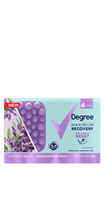 Degree Maximum Recovery Lavender Massage Bar Soap, 3.75 oz