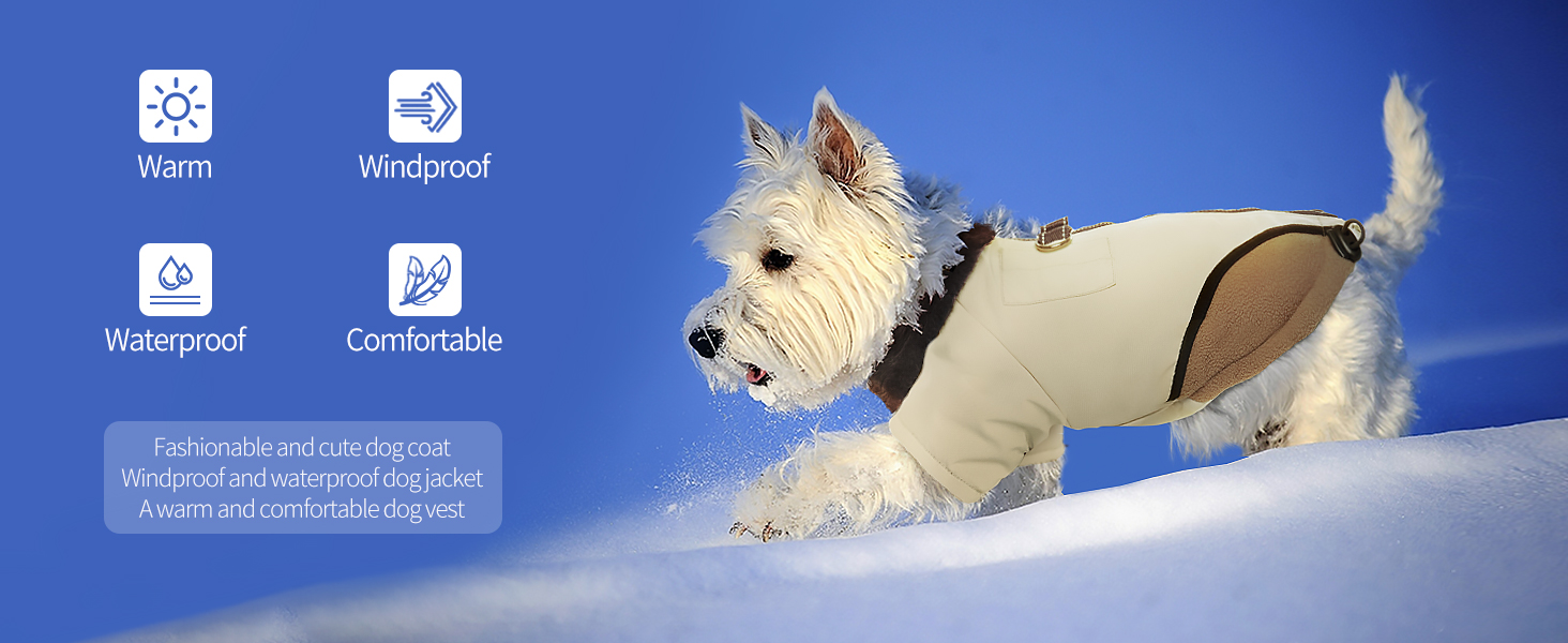 OUOBOB Dog Coat, Small Dog Winter Coat, Waterproof Dog