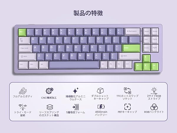Womier S-K71 フルアルミガスケットキーボード Amazon | Womier S-K71 75%キーボード アルミ合金 無線機械