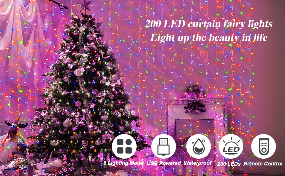 colorful curtain lights