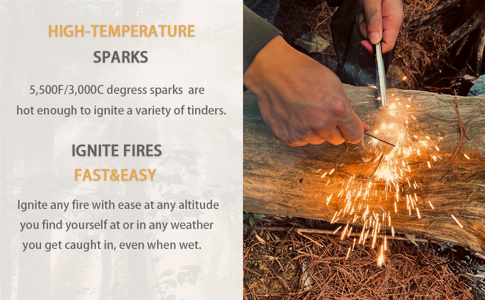 YUNFIRE Fire Starter6" x 1/2" Thick Ferro Rod with Multi