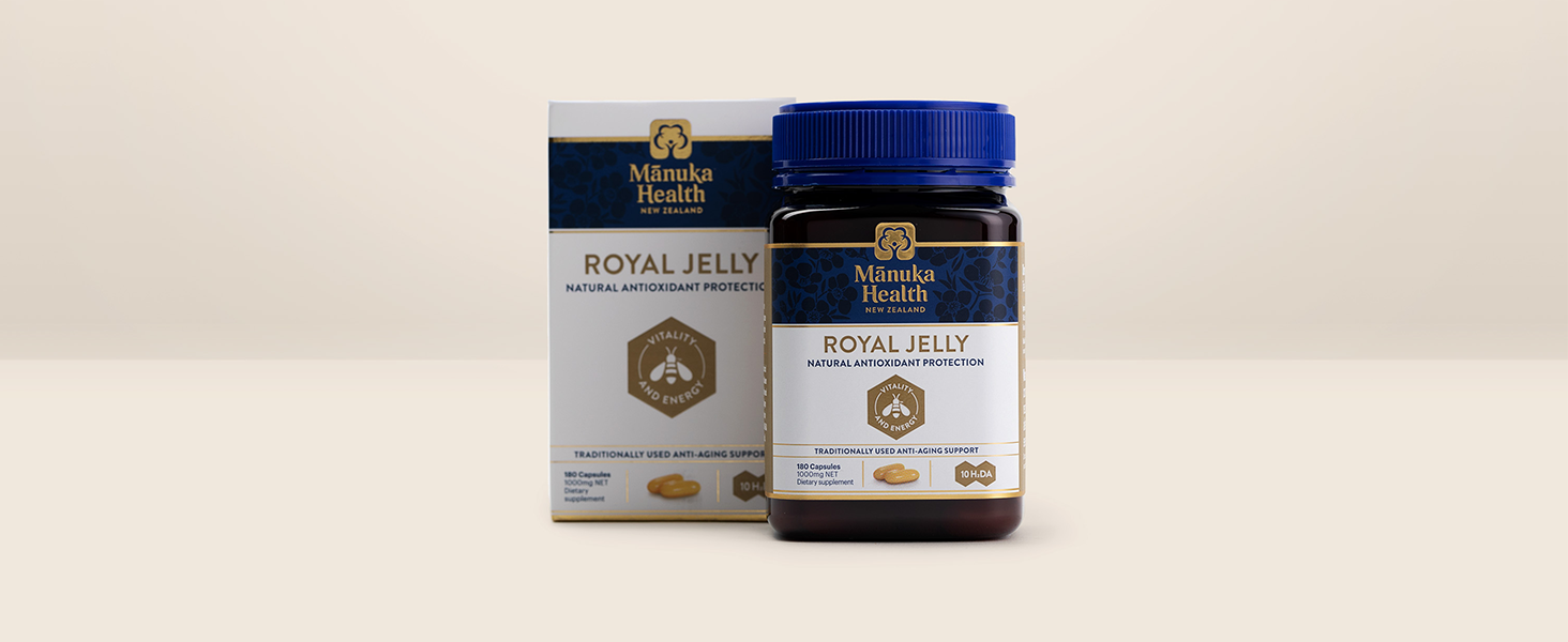 Image of Manuka Health's Royal Jelly Capsules 180 count packaging