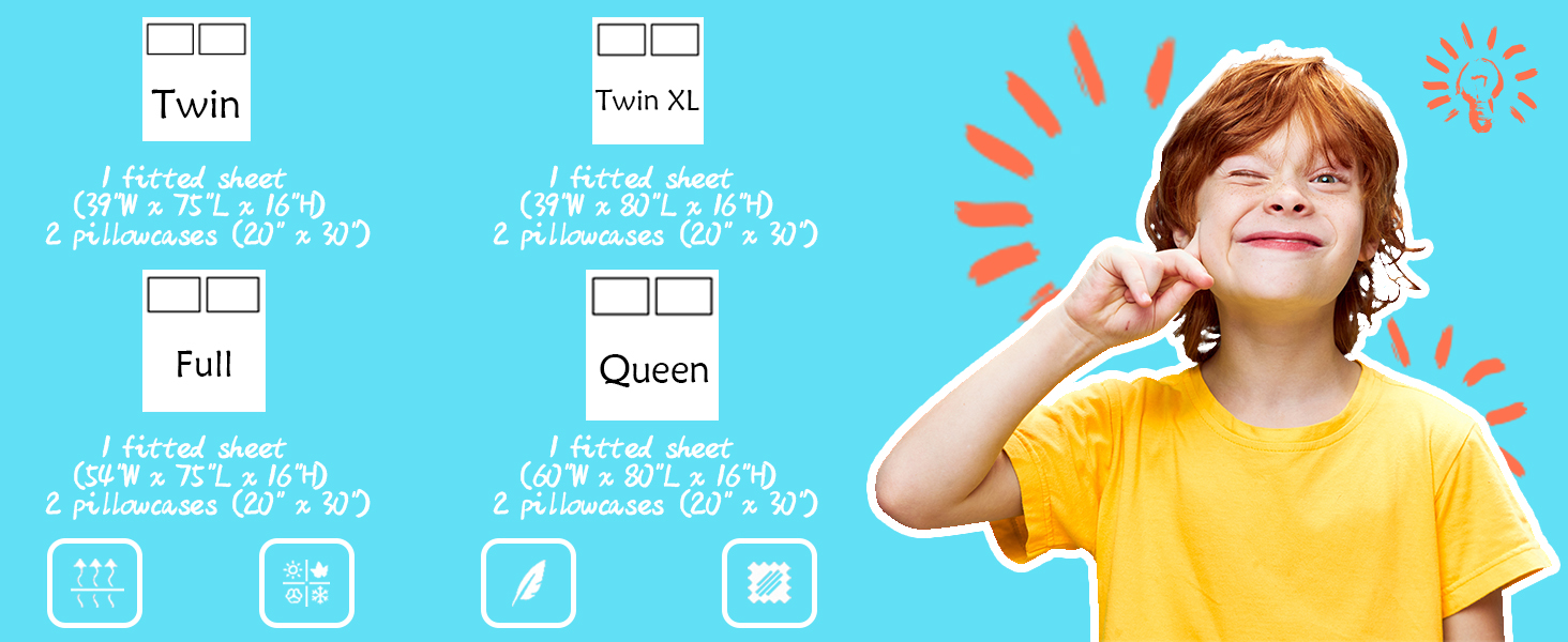 AILONEN Cartoon Dinosaur Fitted Sheet Set Queen Size,Cute