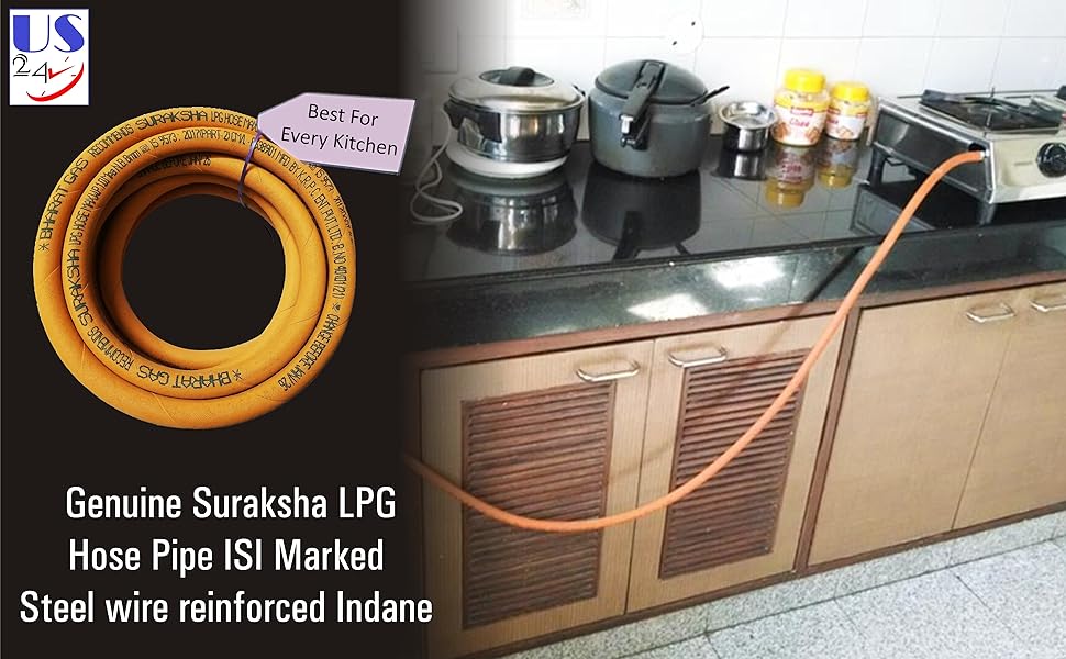 US24 ISI Marked Suraksha LPG Hose Pipe 3.5m long Steel wire reinforced
