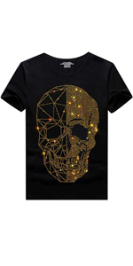 HZCX Mens Womens T Shirt Rhinestone Short Sleeve Mercerized