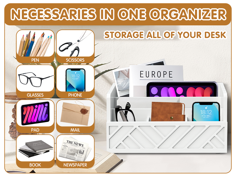 Mail Organizer for Countertop, Desktop Mail Holder File