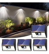 nipify Foco LED de exterior solar, 4 unidades, luz solar exterior con sensor de movimiento, 3 modos...