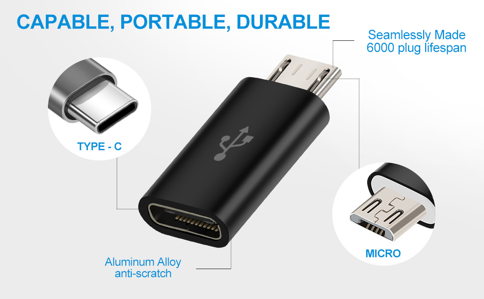 QITEK USB C to Micro USB Adapter Micro (Male) to Type C (Female