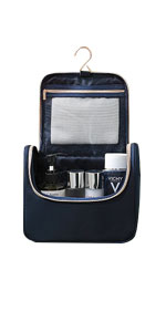 hanging makeup bag navy blue
