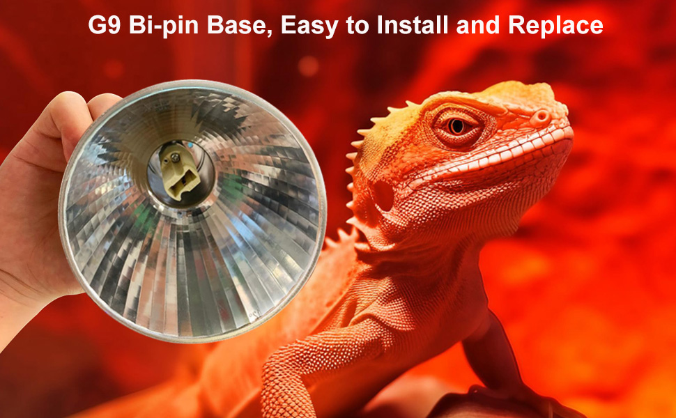 Vinaco G9 Heat Lamp Bulbs for Reptile, Dimmable Night Red UVA UVB