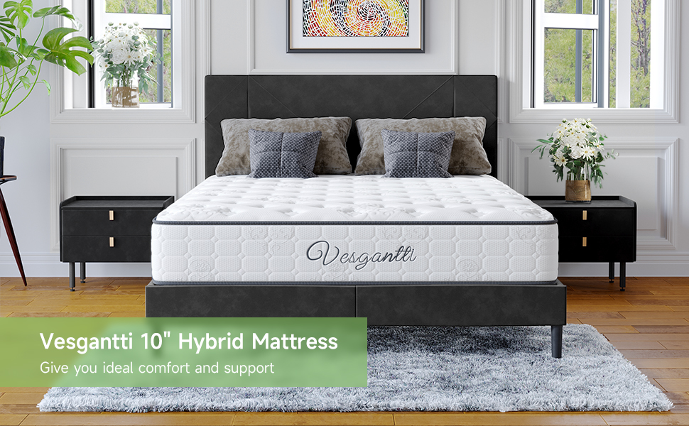 Full Size Mattress, Vesgantti 10 Inch Multilayer Innerspring Hybrid