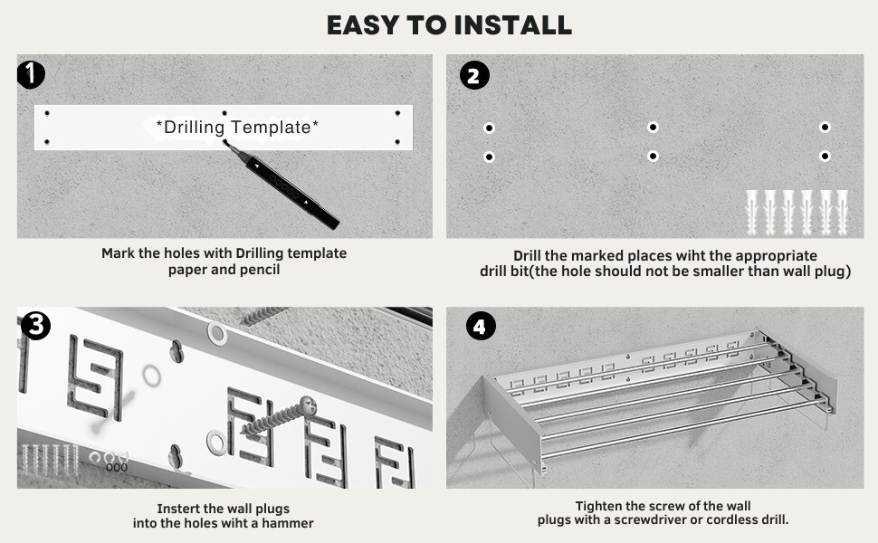Zentuary Home Wall Mounted Clothes Airer 80cm Retractable Drying Rack | INDIA