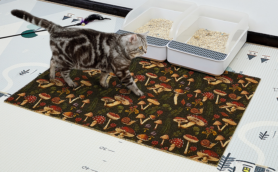 Glittme Cat Litter Mat, Soft Litter Box Mat, PVC Material
