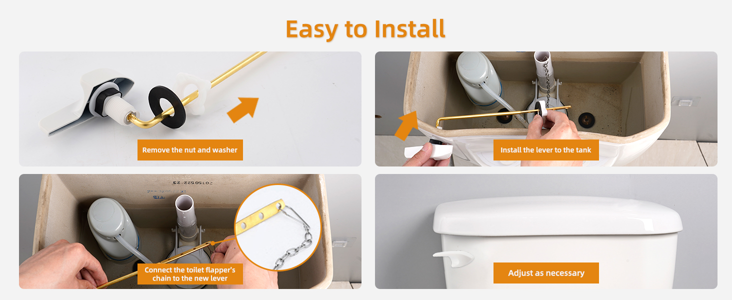 Hibbent Toilet Handle Replacement, Front Mount Tank Flush Lever Handle