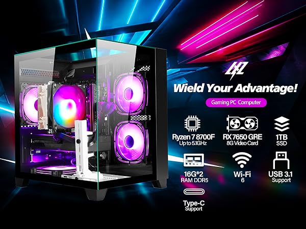 Amazon.com: LXZ Gaming PC Desktop AMD Ryzen 7 8700F | AMD