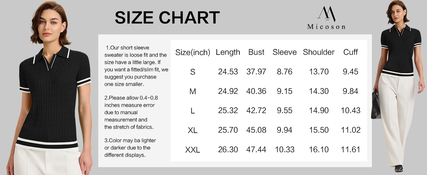 loose sweaters size chart
