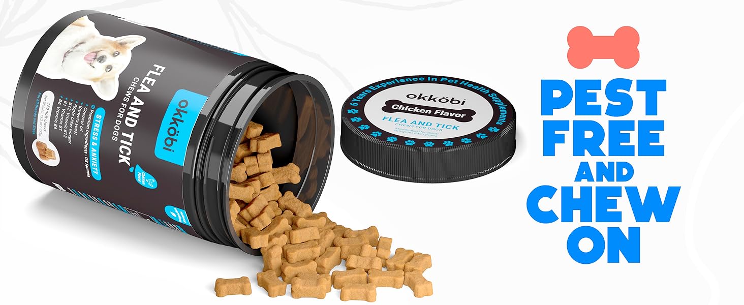 Flea and Tick Prevention for Dogs Chewable - 150 Chews - Dog flea & Tick Control