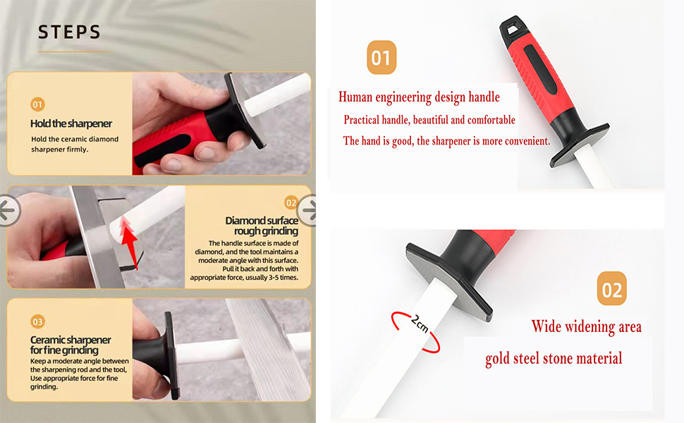 Westion diamond ceramic sharpening rod, lightweight and