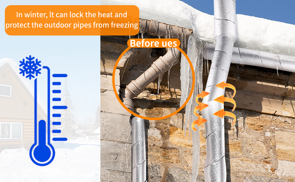 2 Pack Pipe Insulation Wrap 32.8 Ft Foam and Foil Pipe Wrap Roll