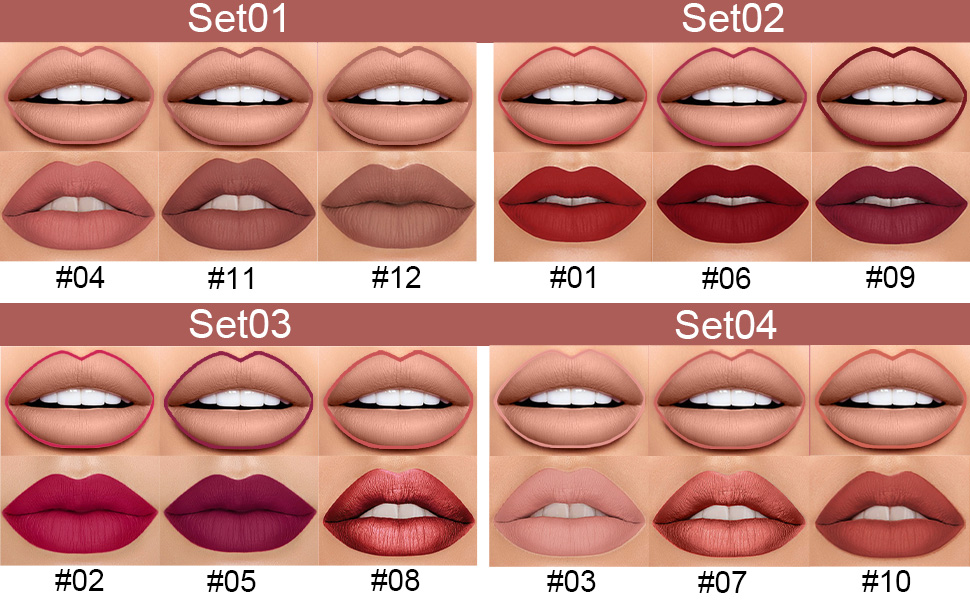 evpct 3Pcs Chestnut Nude Brown Lip Liner and Lipstick Set