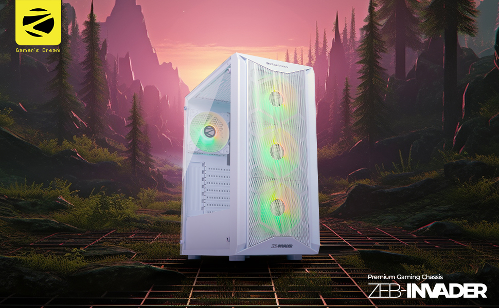 Buy Zebronics Invader Mid-Tower Premium Gaming Cabinet White