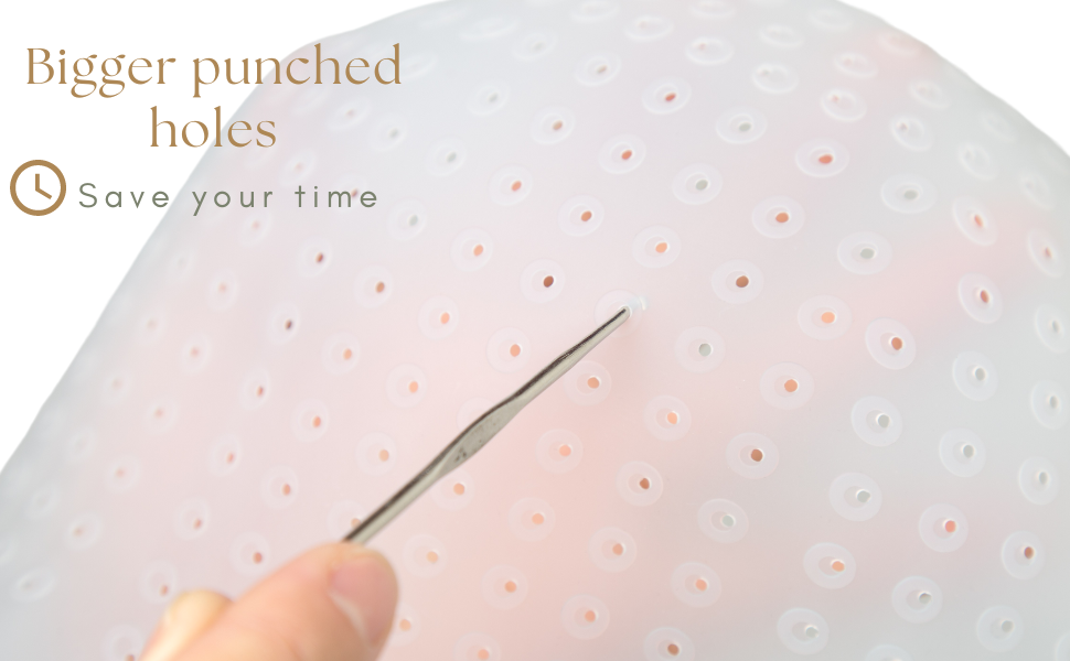 Punched Hole Silicone Highlight Hair Cap with Needle Professional Reusable Highlighting Poked