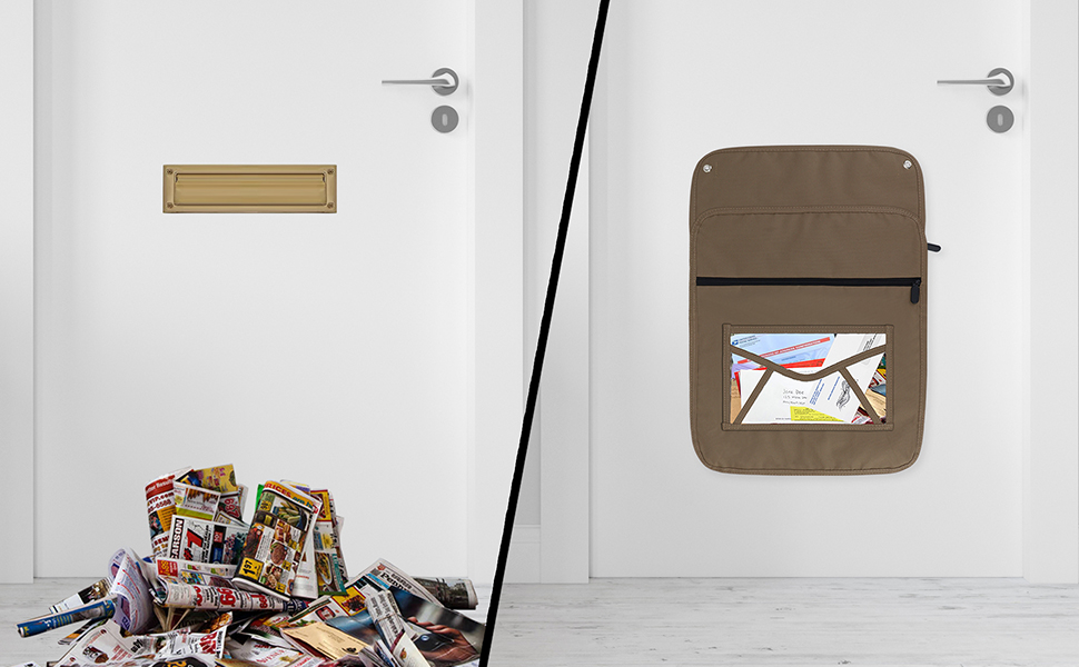 Mail Catcher Brown Indoor Mail Slot Catcher, Durable Oxford Bag for