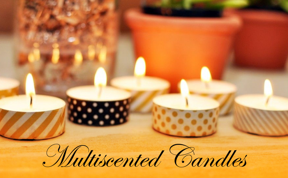 8 Hours Burning Tealights and Scented Candles Pack, with Long Lasting