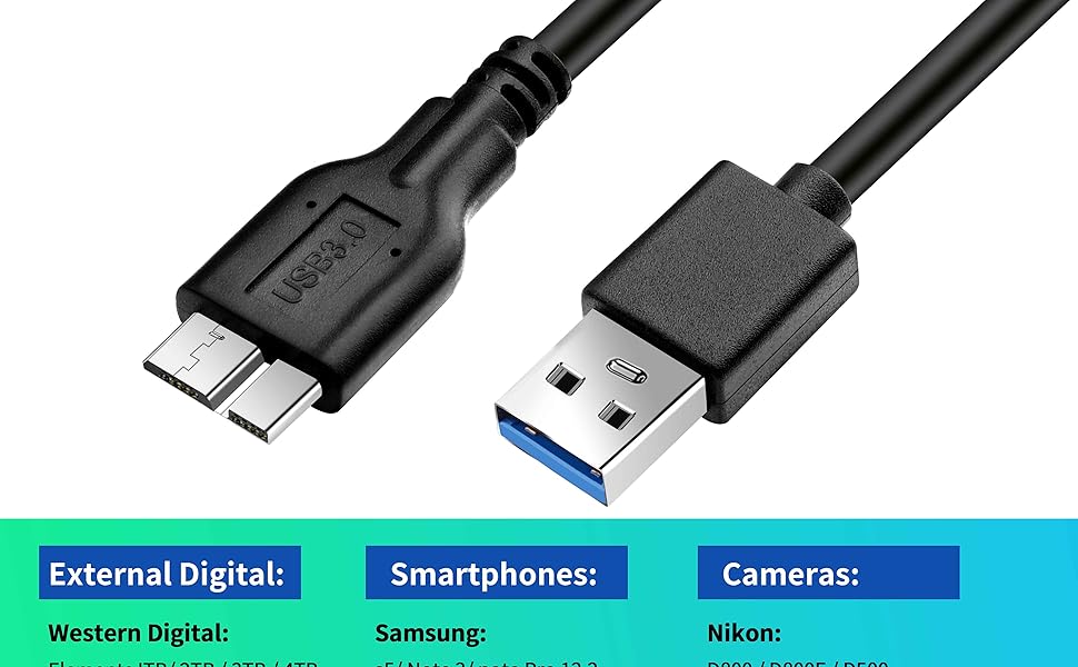 Amazon.com: Micro B Cable,USB 3.0 A Male to Micro USB 3.0