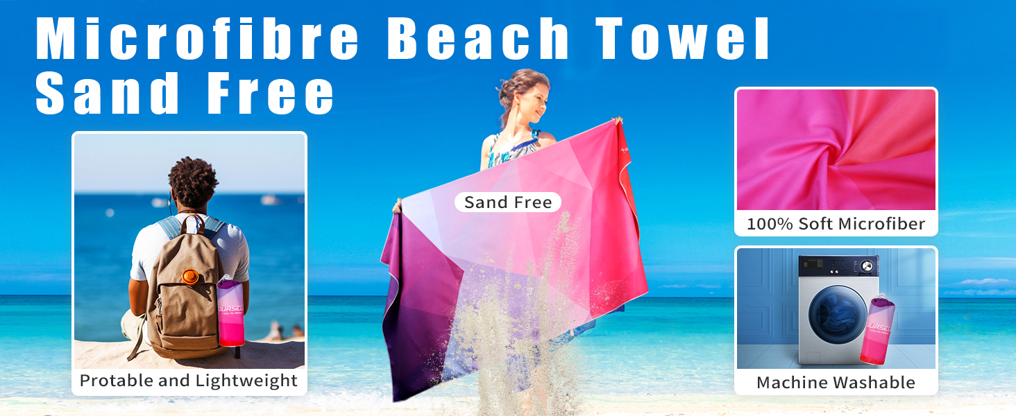SYOURSELF Beach Towel, Beach Towels Extra Large 71" x 35" Quick Dry