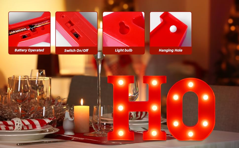 Christmas Letter Lights Sign Table Decorations LED Battery Powered   Home Bar Bedroom Decor Gift
