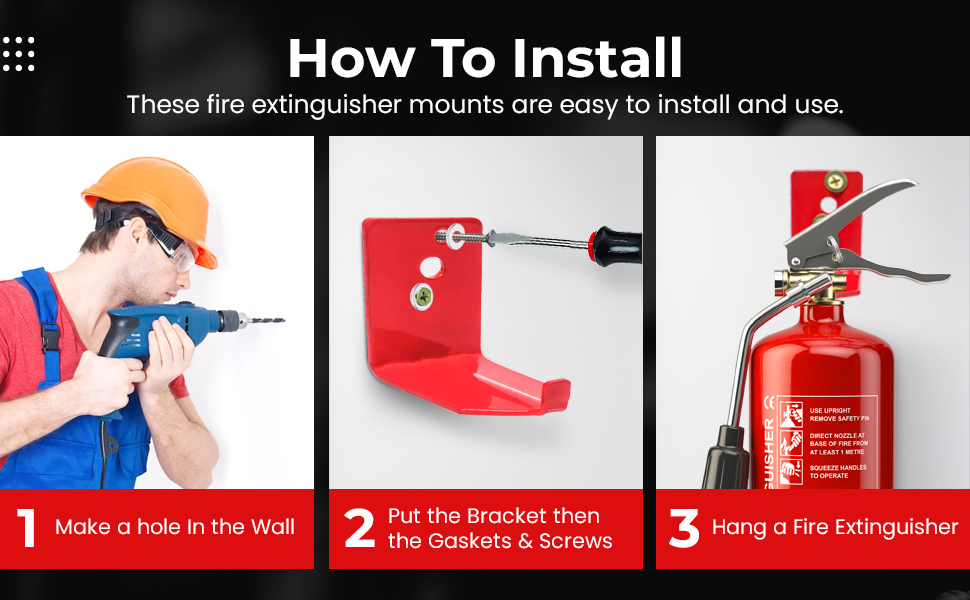 Fire Extinguisher Mount , Pack of 4 Universal Fire Extinguisher Bracket