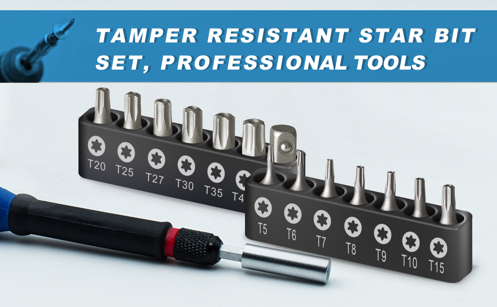 Screwdriver Bit Set Tamper Resistant Security Star Bits Set 14Piece S2 Steel 1 Inch Long 1/4