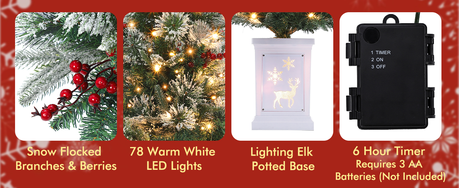 PreLit Artificial Mini Christmas Tree, 3FT Small Christmas