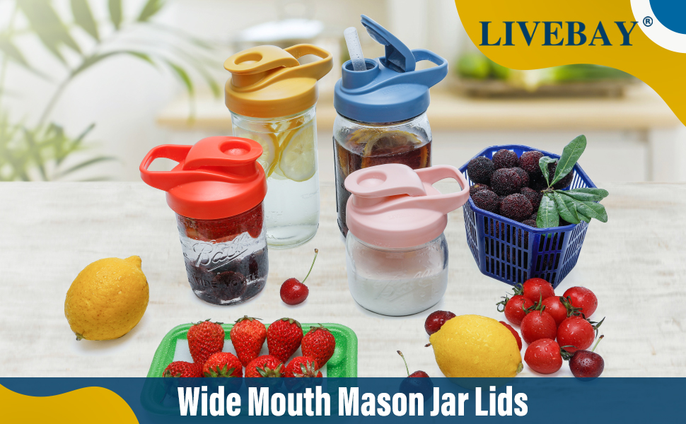 LIVEBAY Mason Jar Flip Cap Lid with Airtight, LeakProof