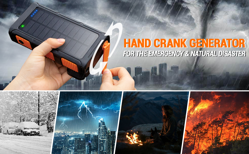 Solar charger with hand crank generator