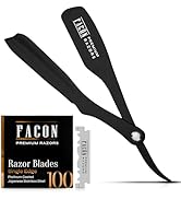 Facón Straight Razors for Men - Professional Barber Straight Edge Razor Kit with 100 Blades,Japan...