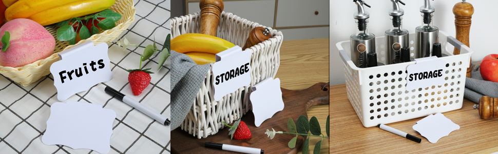 plastic baskets labels for organizing kitchen labels