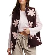 AMEBELLE Fleece Vest Women Sleeveless Floral Print Sherpa Jacket Women Vests Outerwear Gilet with...
