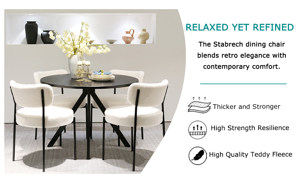 Stabrech Kitchen & Dining Room Chairs Set of 4, Boucle