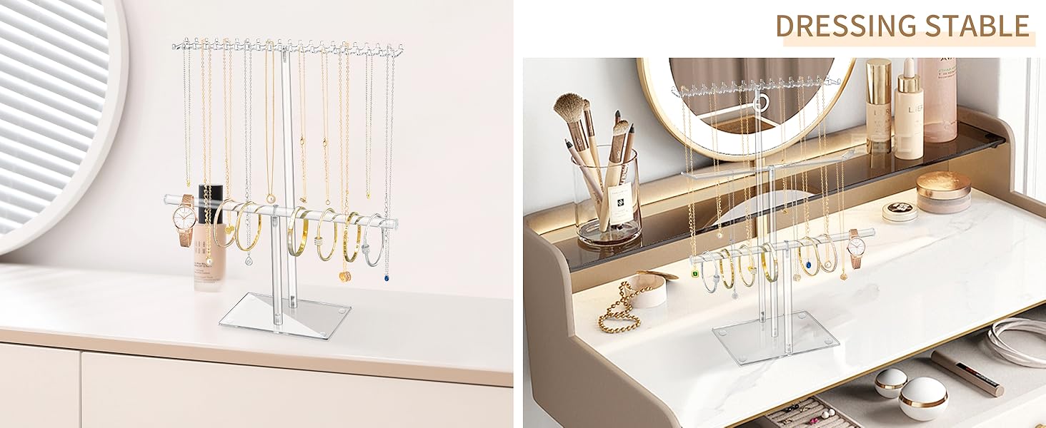 AOFLLU Acrylic Necklace Holder Jewelry Stand, Clear